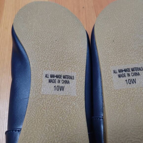 Classique navy blue square toe ballet flats size 10W minimalist neutral office - Picture 5 of 11